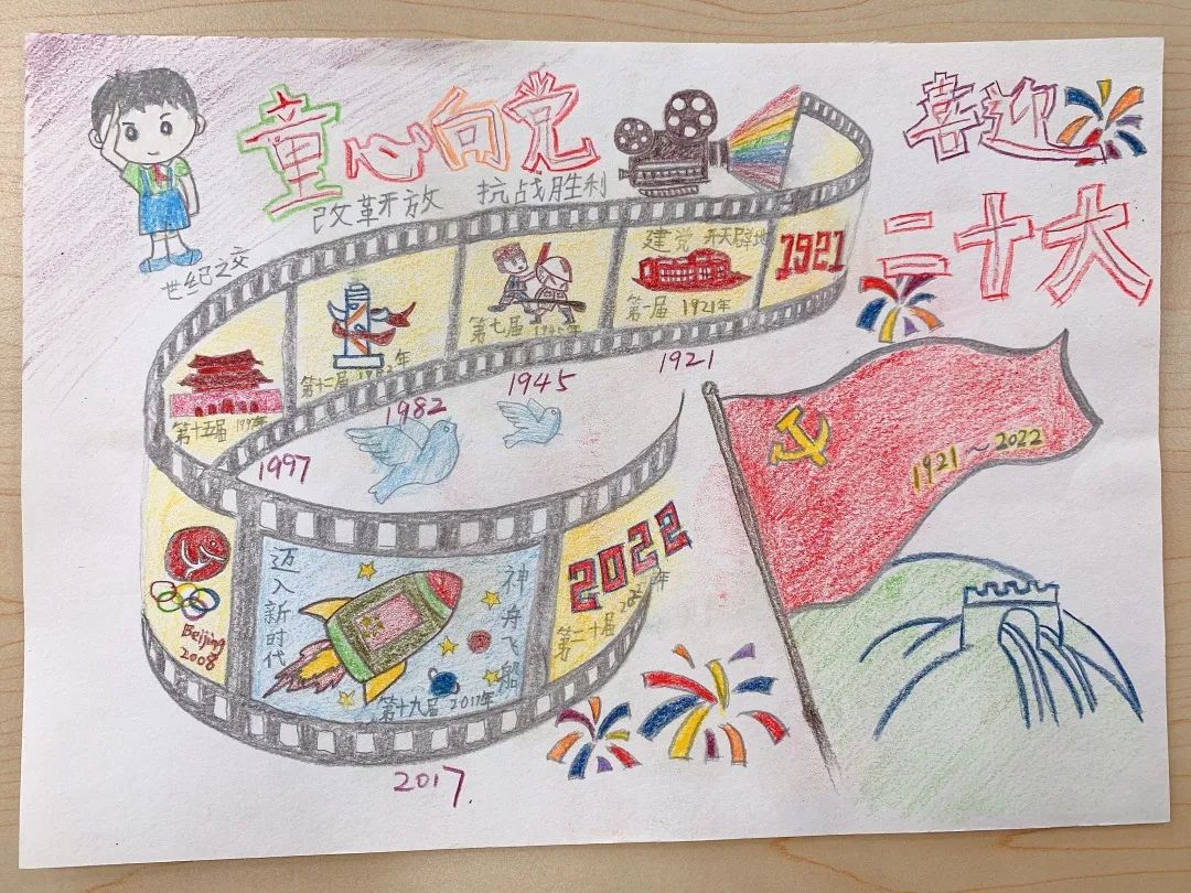 “喜迎二十大•童心永向党”少儿优秀绘画简单漂亮-图5