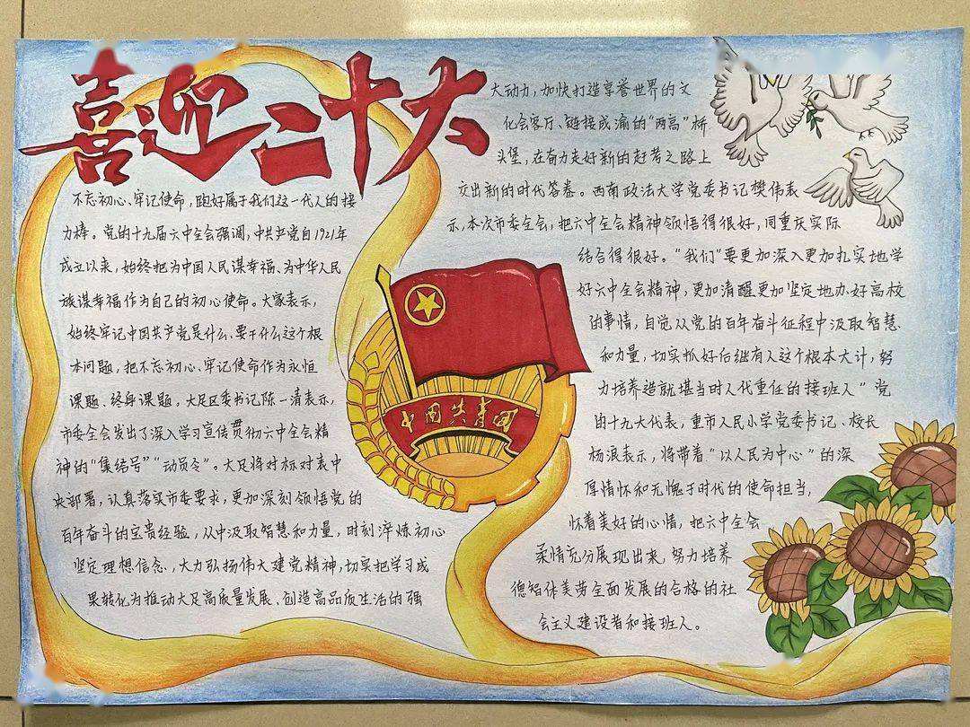 小学生喜迎二十大手抄报作品精选6张-图6