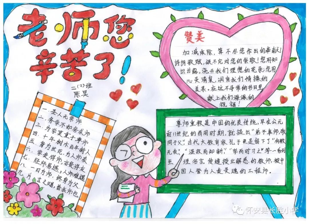 老师您辛苦了，教师节手抄报图片-图1