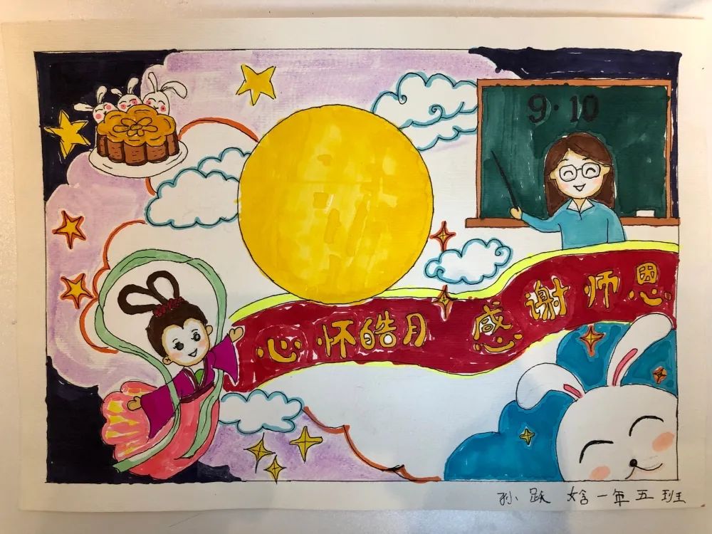 童心迎中秋，深情敬师恩—“中秋节、教师节”双节绘画-图2