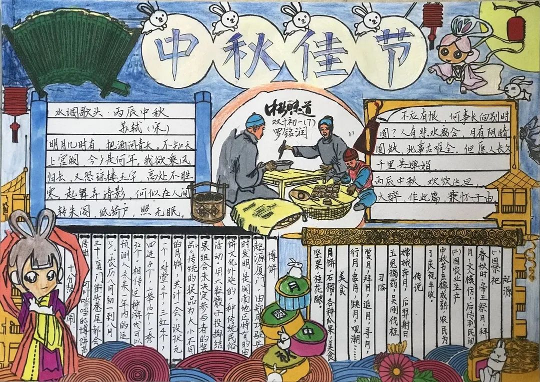 简单又漂亮的中秋节手抄报绘画（7张）-图1