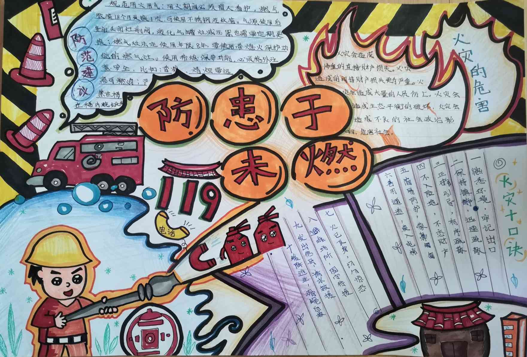 “消防安全 防患于未然”安全教育主题手抄报5张-图5