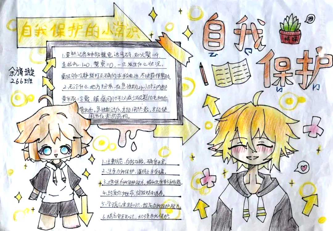 关于自我保护的安全宣传手抄报优秀作品-图1