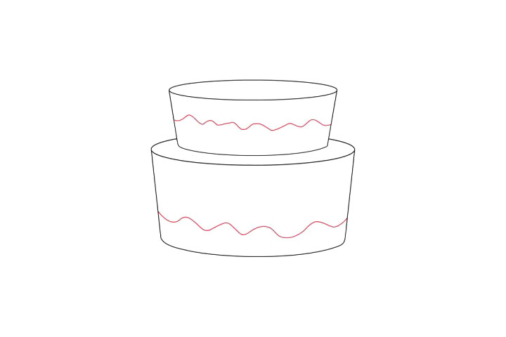 超大双层蛋糕简笔画画法步骤-图3