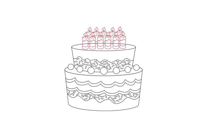 超大双层蛋糕简笔画画法步骤-图7