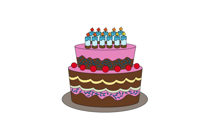 超大双层蛋糕简笔画画法步骤