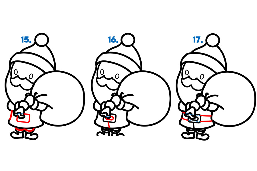 一个可爱的卡通圣诞老人简单的绘画步骤教程-图5