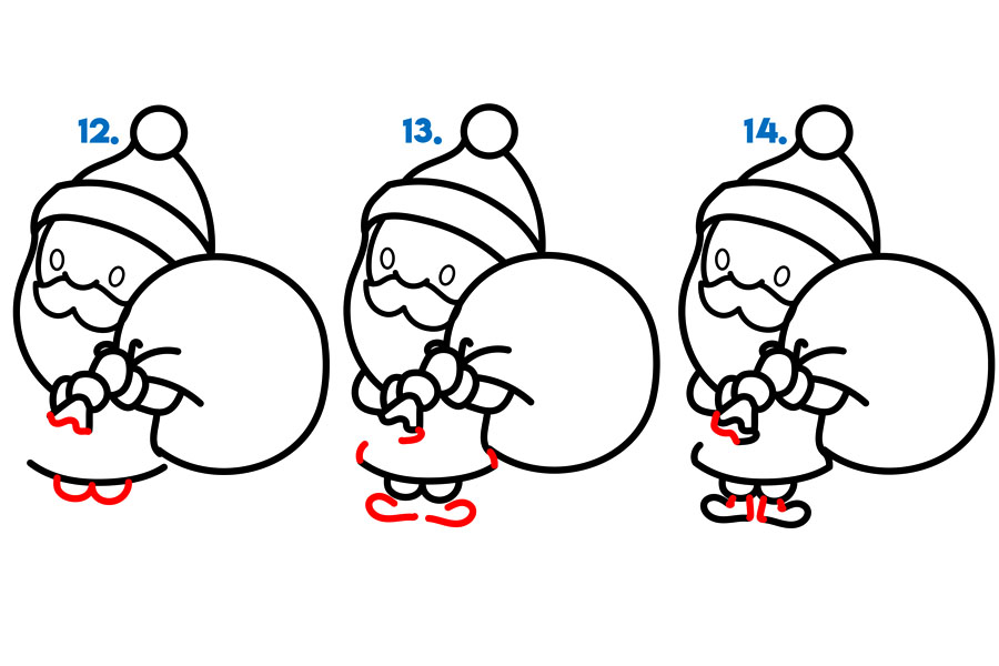 一个可爱的卡通圣诞老人简单的绘画步骤教程-图4