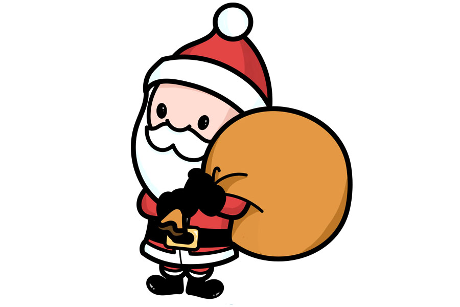 一个可爱的卡通圣诞老人简单的绘画步骤教程