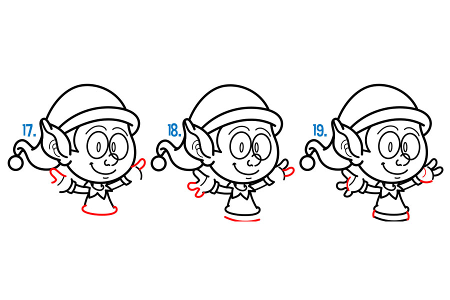 一步一步学画圣诞节精灵简笔画-图4