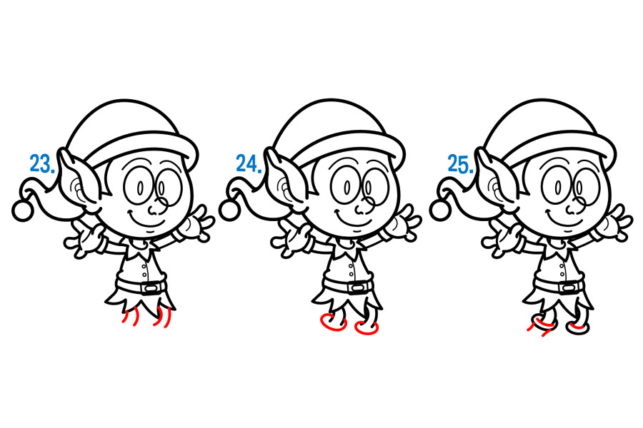一步一步学画圣诞节精灵简笔画-图6