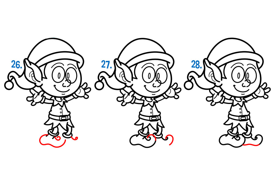 一步一步学画圣诞节精灵简笔画-图7