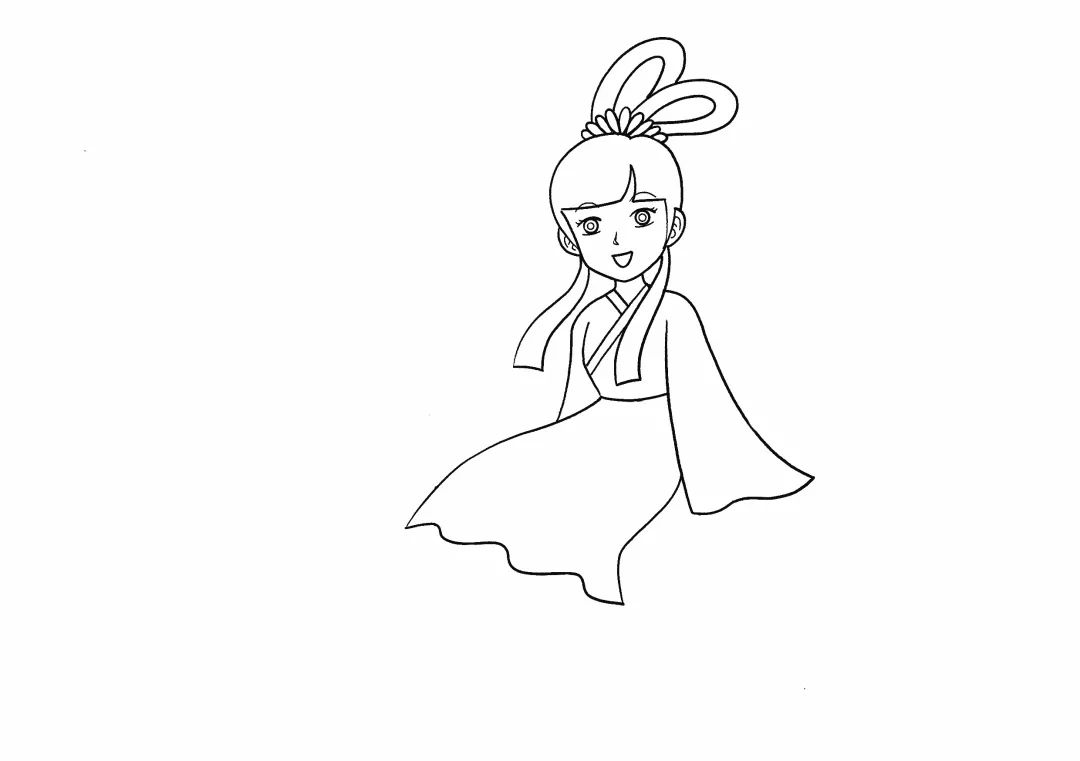 月亮上的嫦娥姐姐简笔画画法步骤-图4