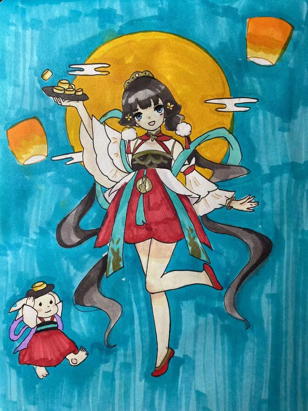 “其乐融融画中秋”主题绘画作品（竖版）-图2