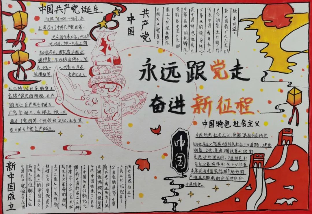 “奋进新征程 永远跟党走”喜迎二十大主题手抄优秀作品（6张）-图5