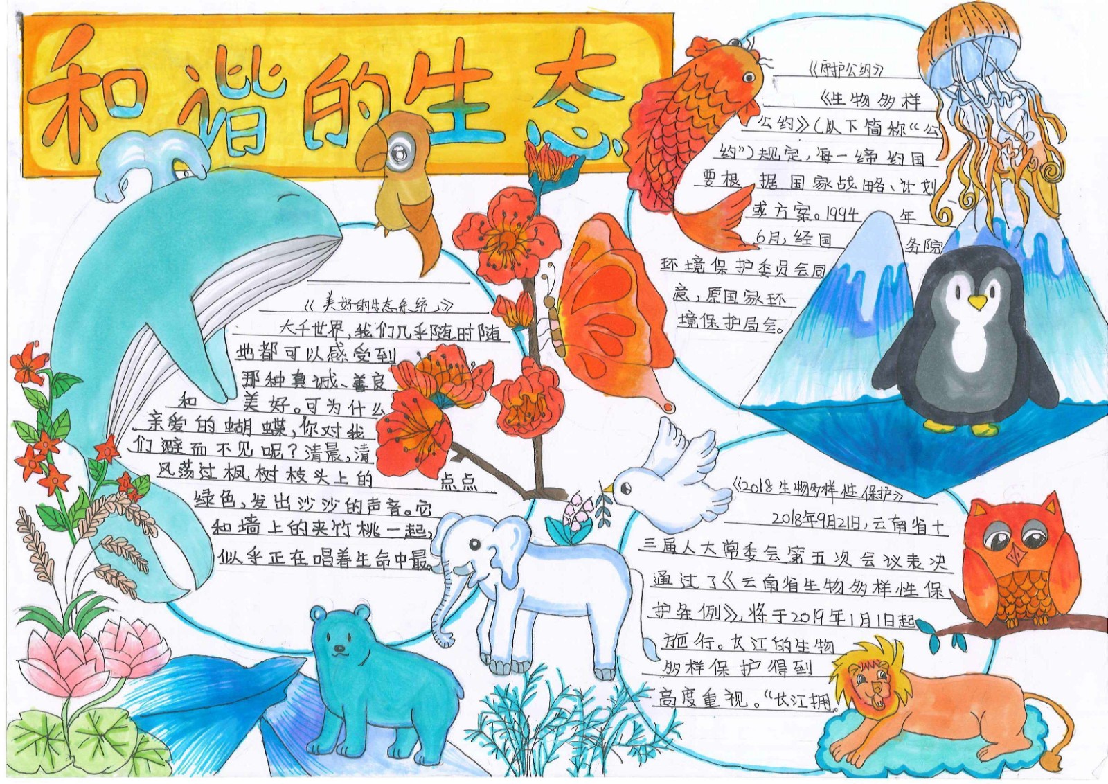 共创绿色和谐生态手抄报一等奖作品-图4