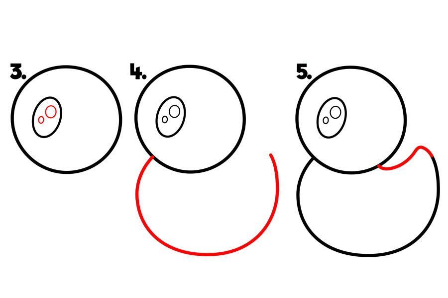 一个可爱的卡通橡皮鸭简笔画画法步骤-图2