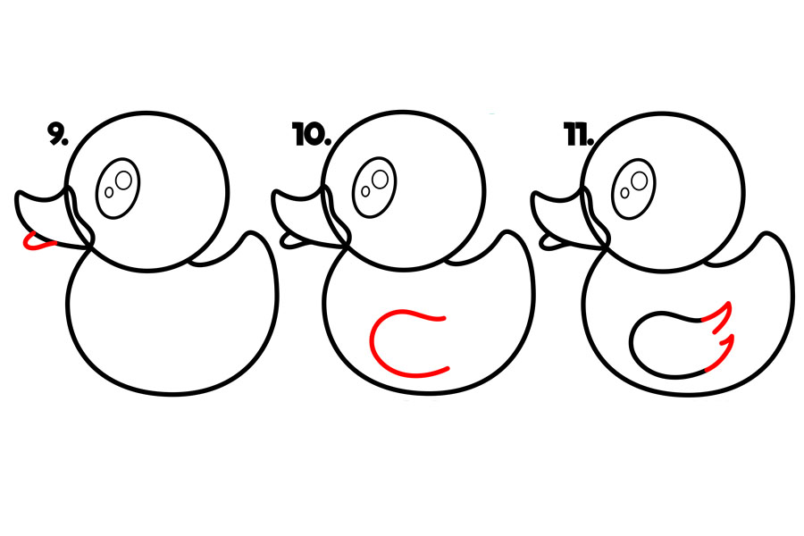 一个可爱的卡通橡皮鸭简笔画画法步骤-图4