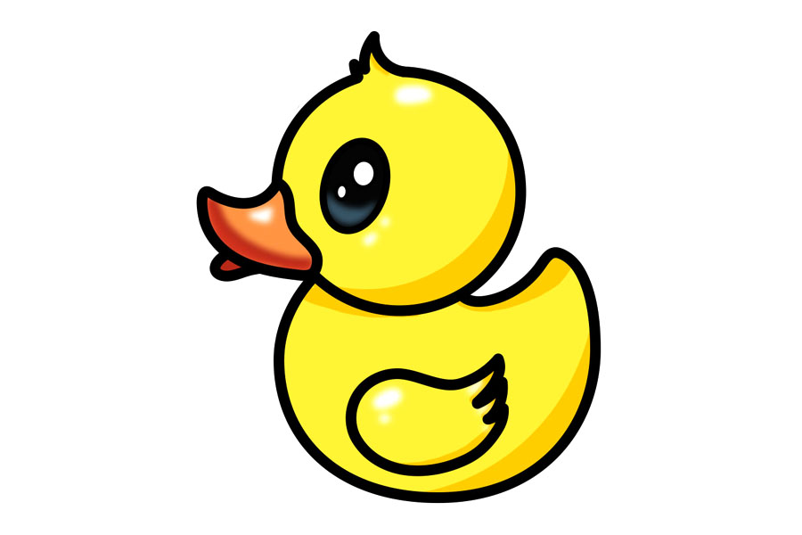 一个可爱的卡通橡皮鸭简笔画画法步骤