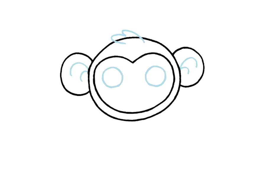 可爱小猴子简笔画画法步骤-图3