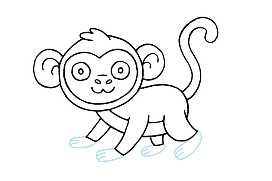 可爱小猴子简笔画画法步骤-图8