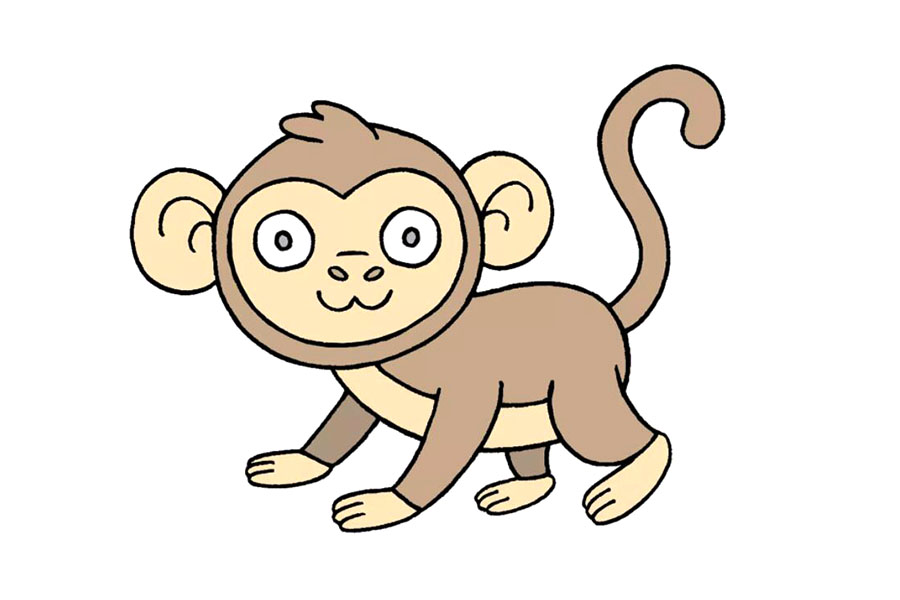 可爱小猴子简笔画画法步骤