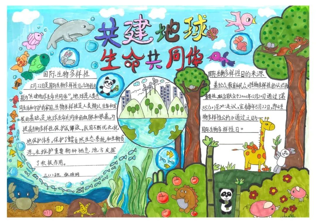 共建地球生命共同体 保护生物多样性手抄报欣赏-图2