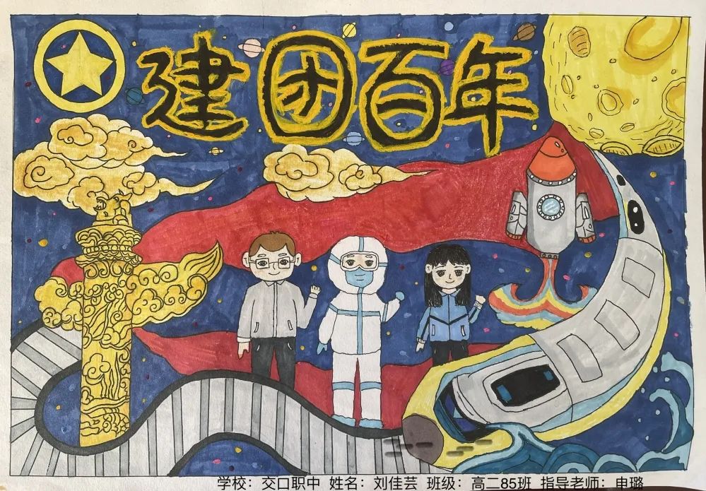 “少年先锋跟党走 庆祝建团100周年”绘画作品一等奖-图1