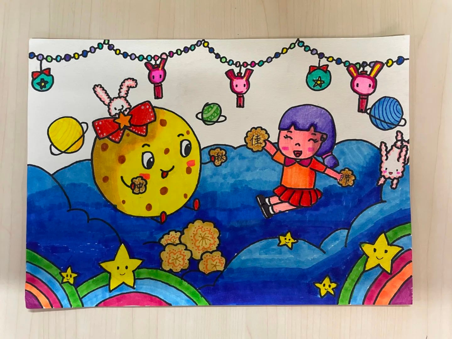 一组简单漂亮的中秋节主题绘画作品-图3