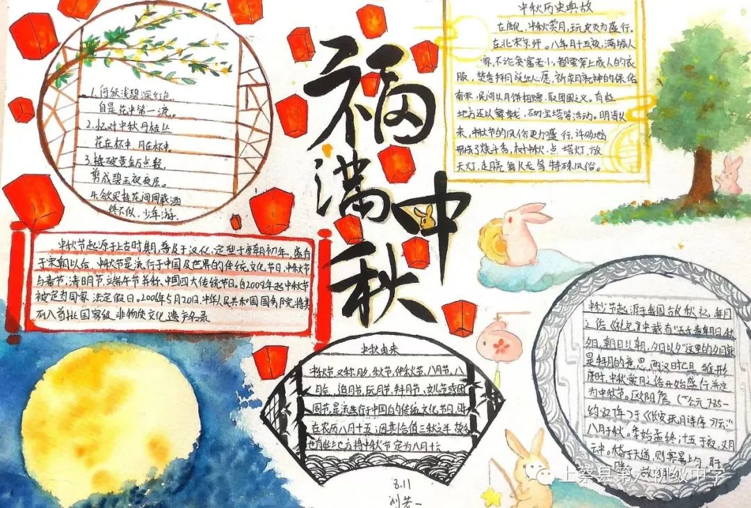 福满中秋 快乐中秋节主题手抄报三年级-图4