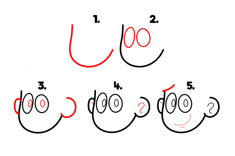 戴帽子的可爱卡通小男孩简笔画画法步骤-图1
