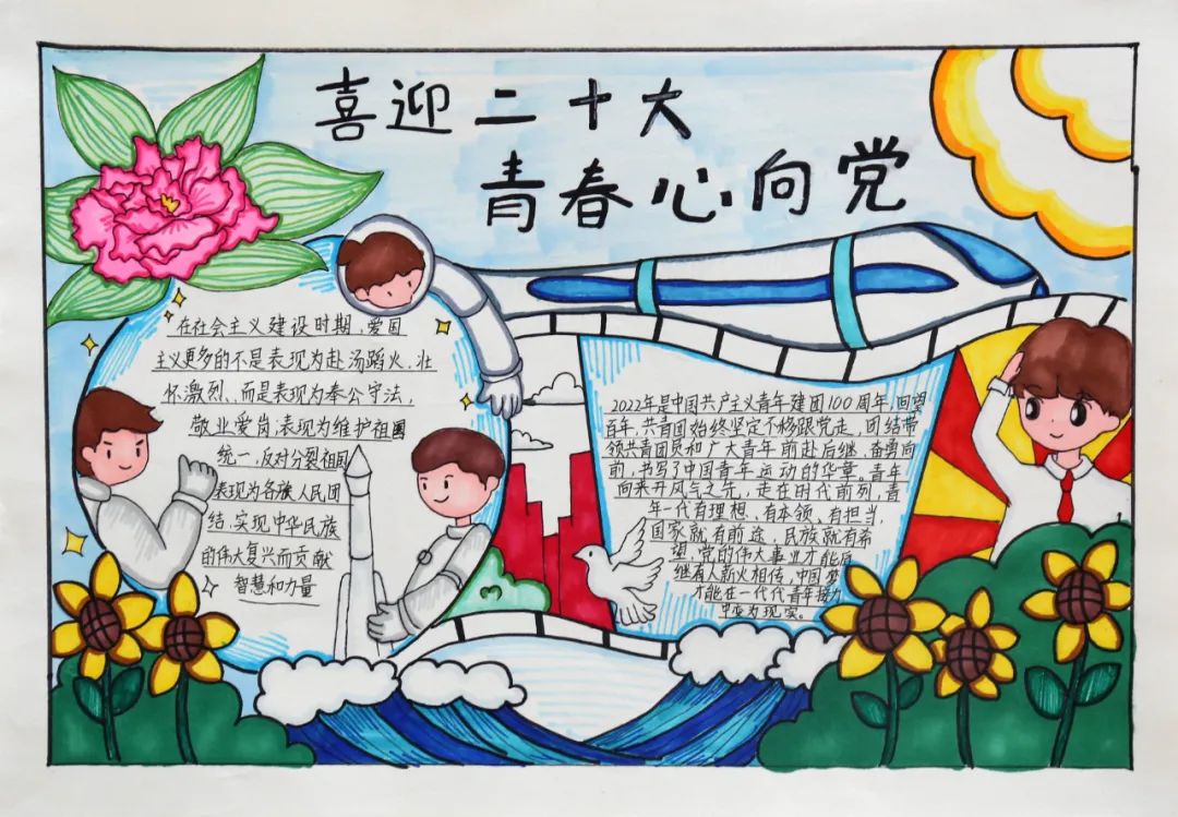 “百年荣光 青春向党 喜迎二十大”主题手抄报精选作品-图2