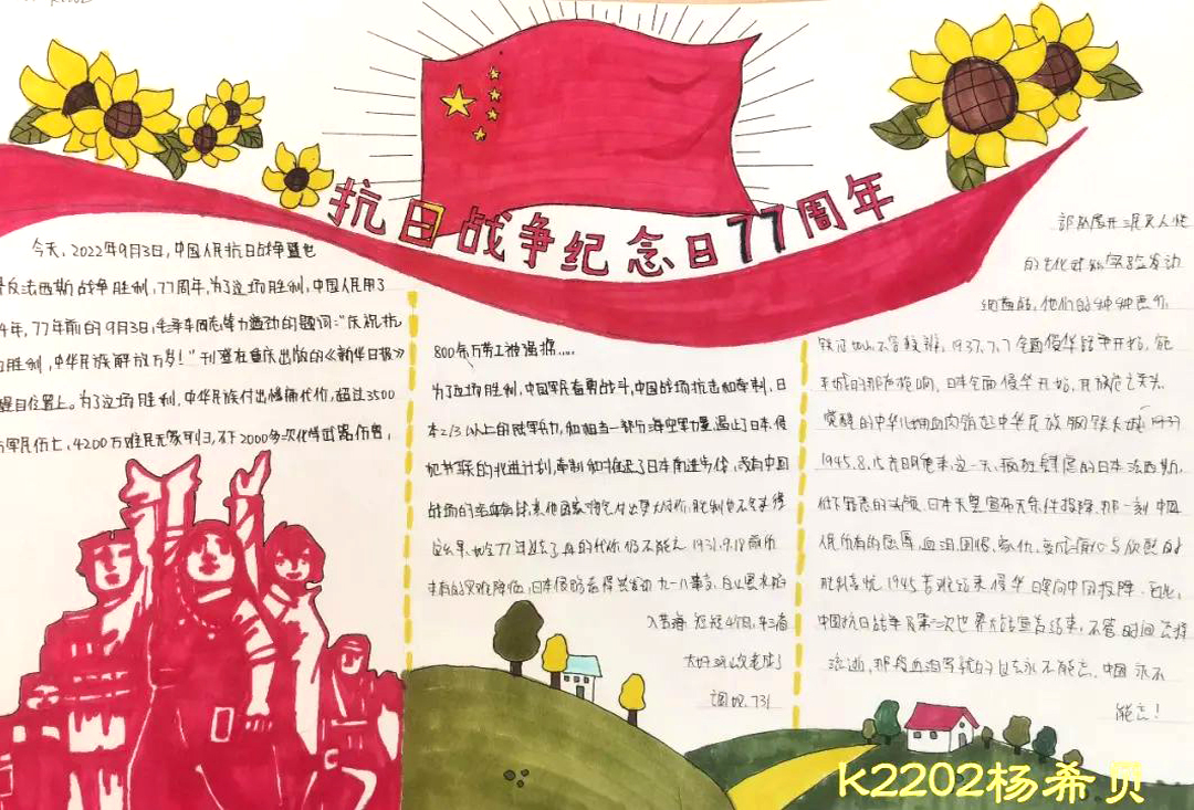 “历史不可忘 吾辈当自强” 中国抗战胜利纪念日手抄报-图5