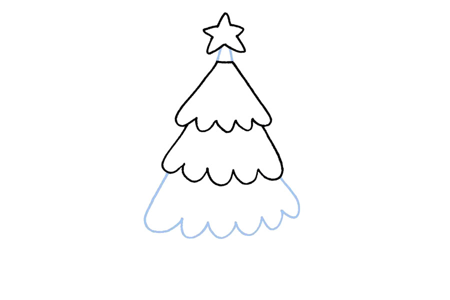 简单漂亮的圣诞树简笔画画法步骤-图3
