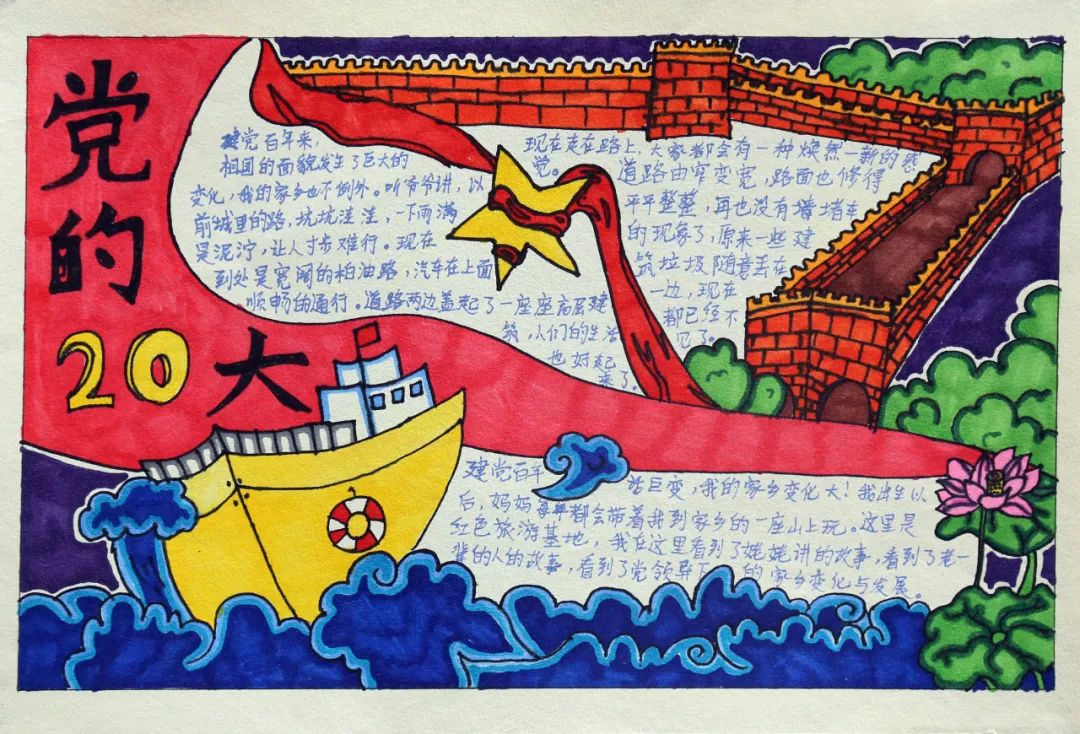 “喜迎党的二十大 家乡变化我来画”手抄报图片精选-图2