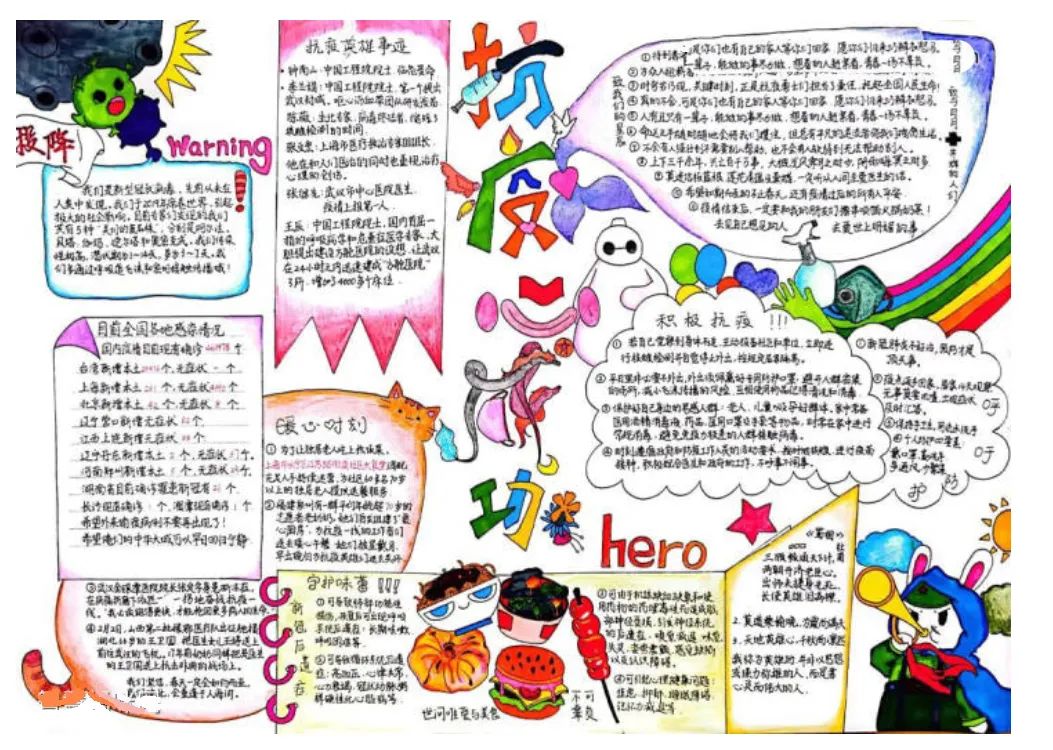 8张漂亮的同心抗疫手抄报绘画-图5
