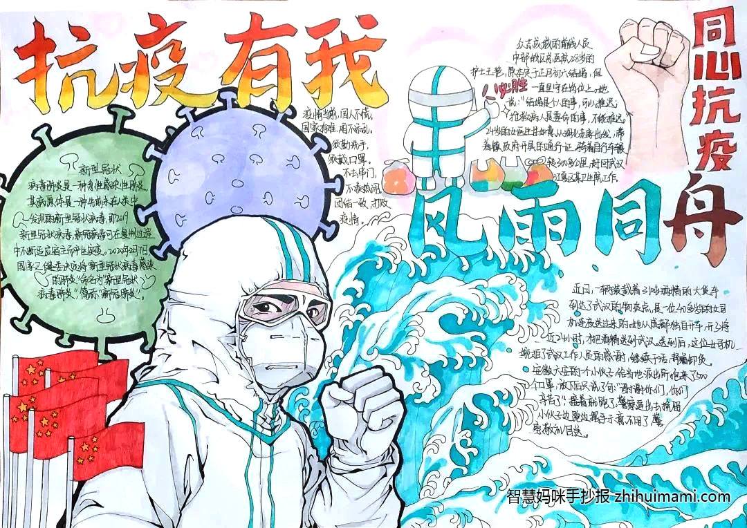 “同心齐抗疫 青春勇担当”主题手抄报-图1