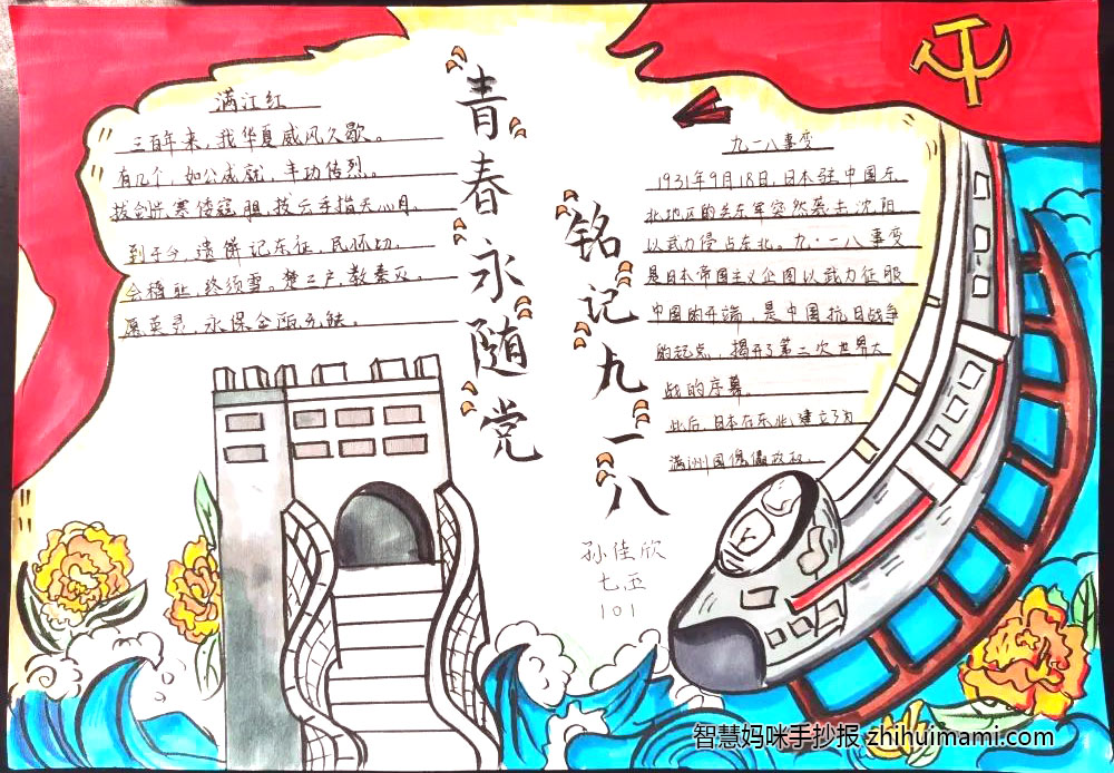 “勿忘九一八 吾辈当自强”主题手抄报图片-图2