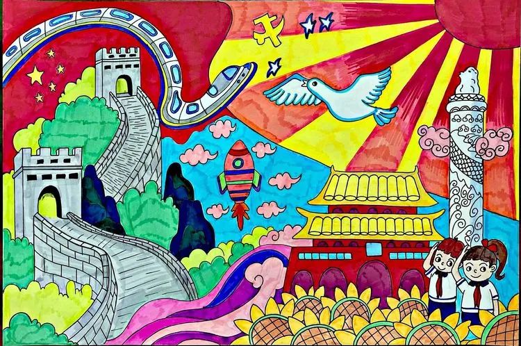 漂亮的小学生“喜迎二十大 筑梦向未来”主题绘画-图4