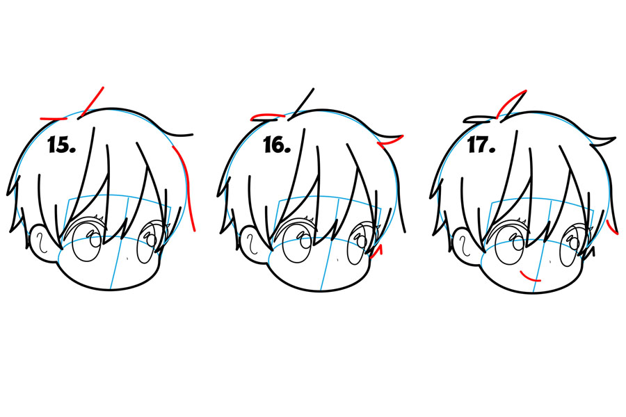 可爱的动漫男孩简笔画画法步骤-图4