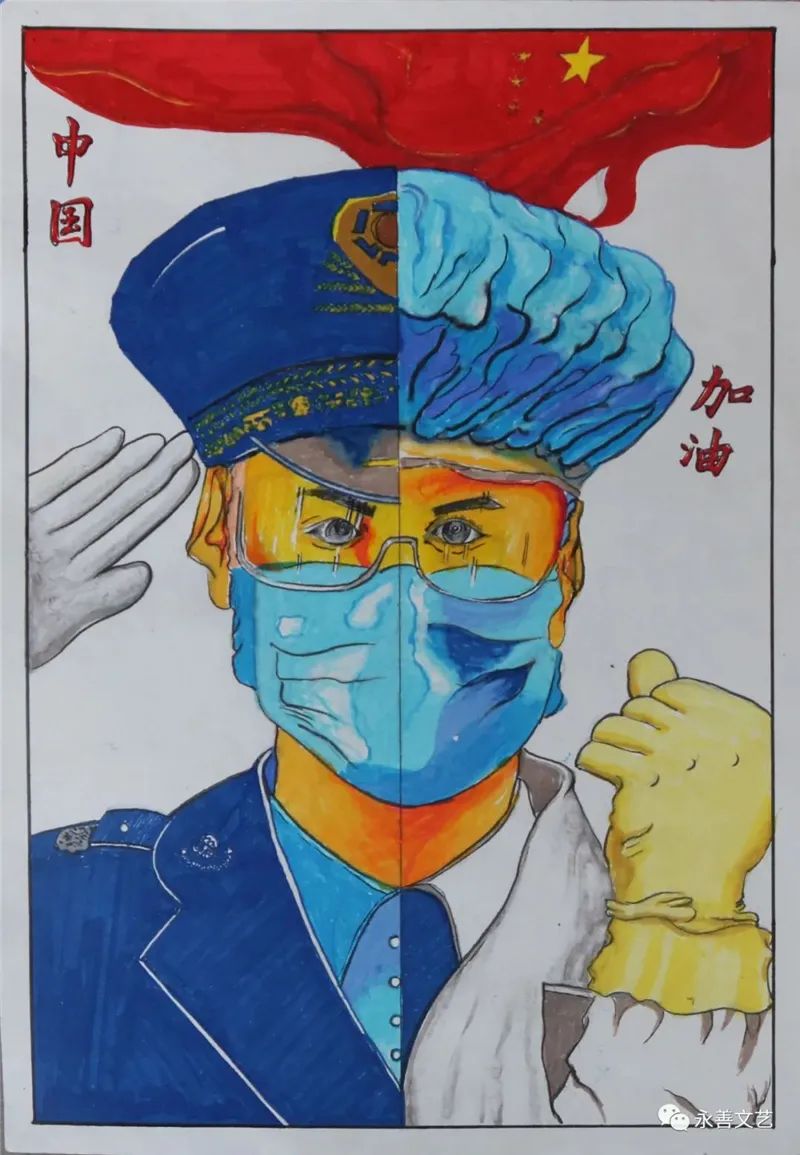 致敬逆行者主题儿童画（3张）-图2