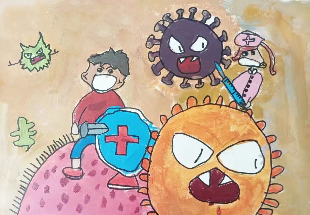 “抗击疫情 从我做起”儿童画获奖作品-图1