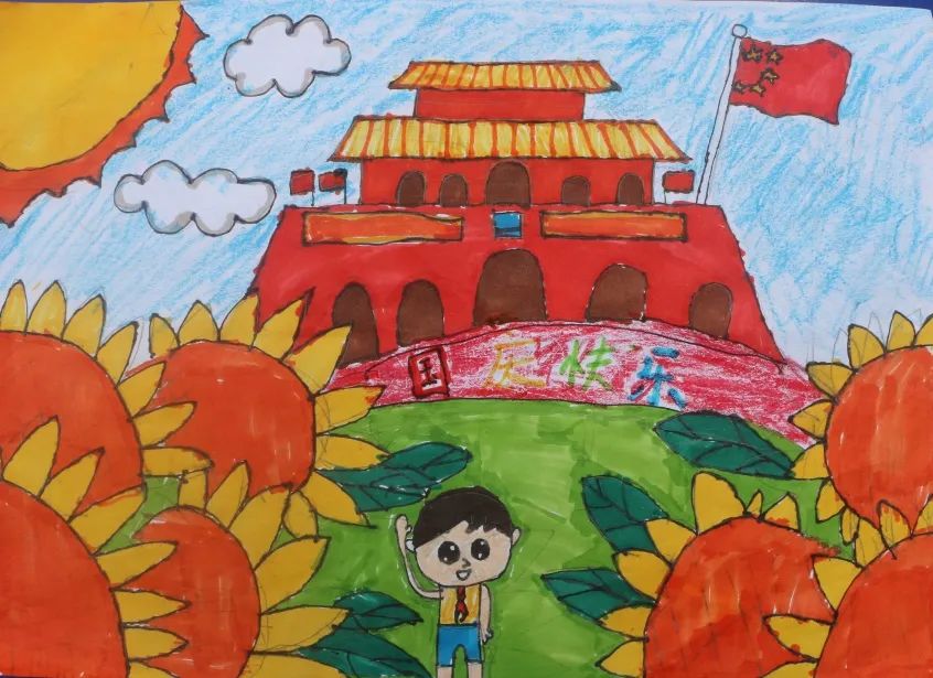 小学一年级简单的国庆节主题绘画作品-图6