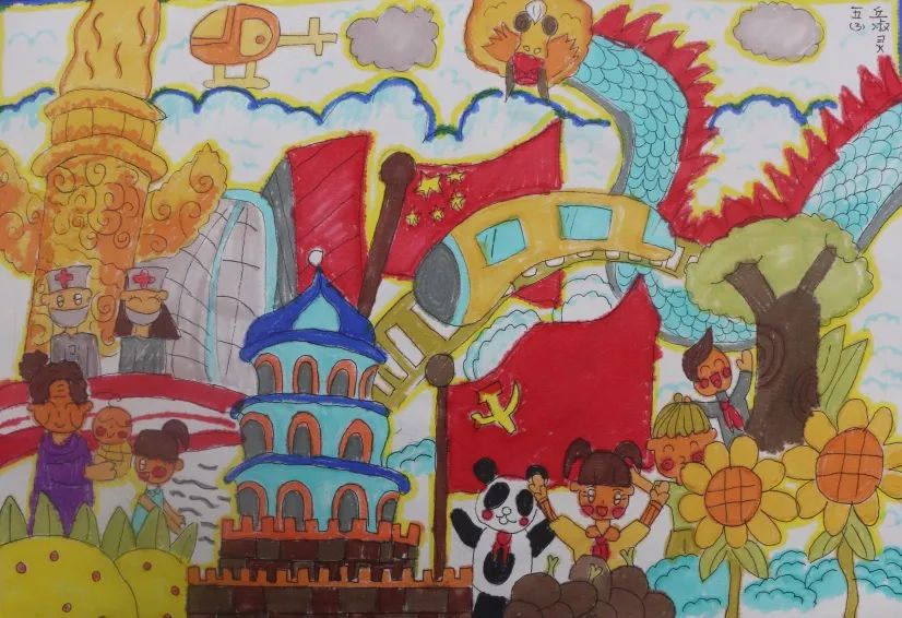 “童心创美 童画祖国”迎国庆绘画作品（五年级）-图4