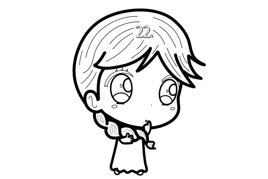 爱莎公主简笔画画法步骤-图5