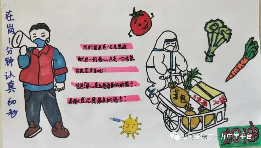 “同心抗疫 守望相助 共克时艰”儿童画图片展示-图3