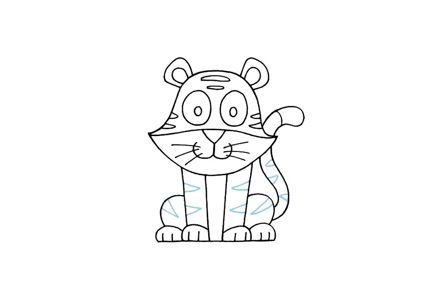 可爱的卡通小老虎简笔画画法步骤-图9