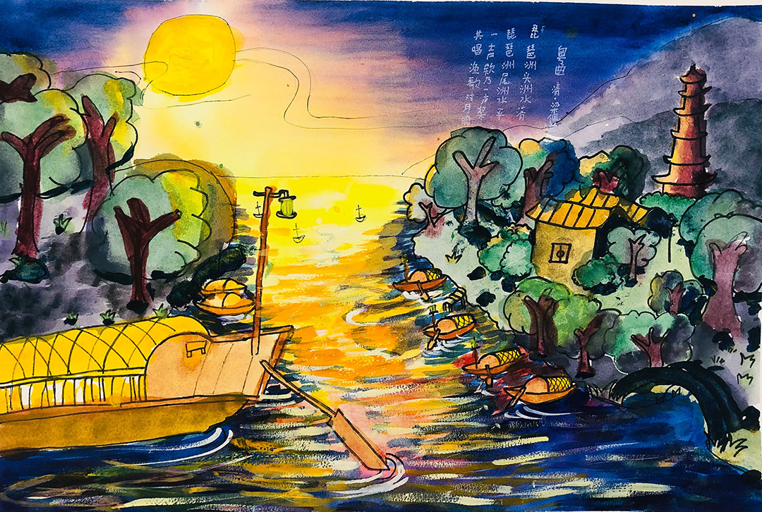 《粤曲》古诗配画图片五张-图1