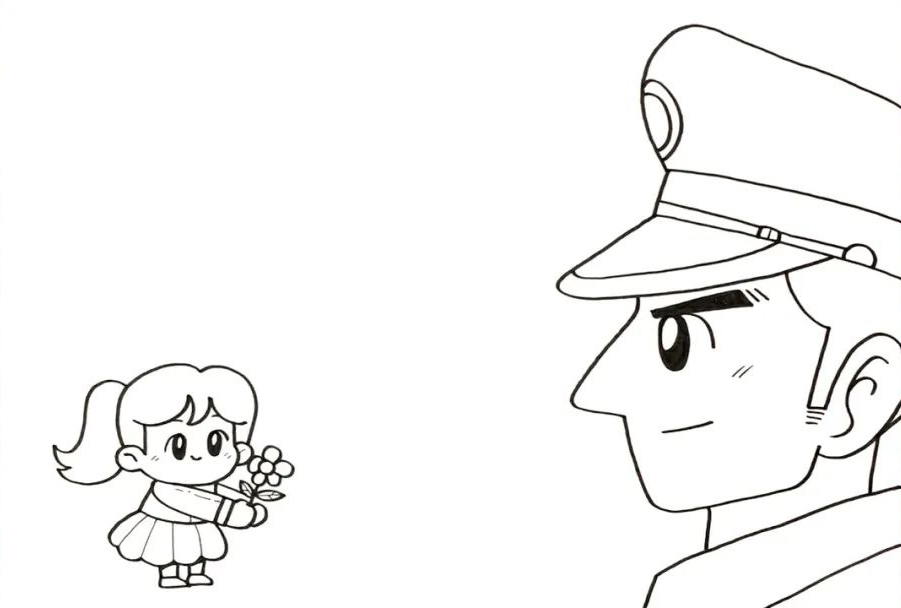 2022年  建军节手抄报简单绘画教程一看就会-图3