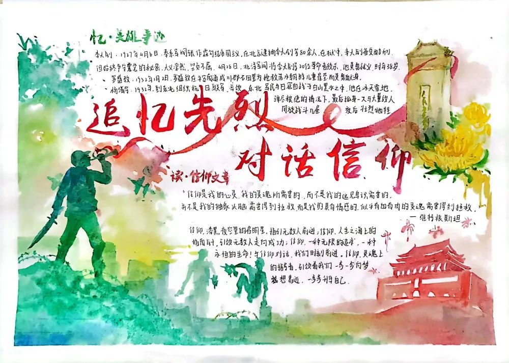 追忆先烈 对话信仰 五四精神永传承手抄报简单好画-图5